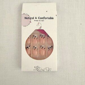 Natural Comfortable Press On Fake Nail Set French Music Note Design Reusable